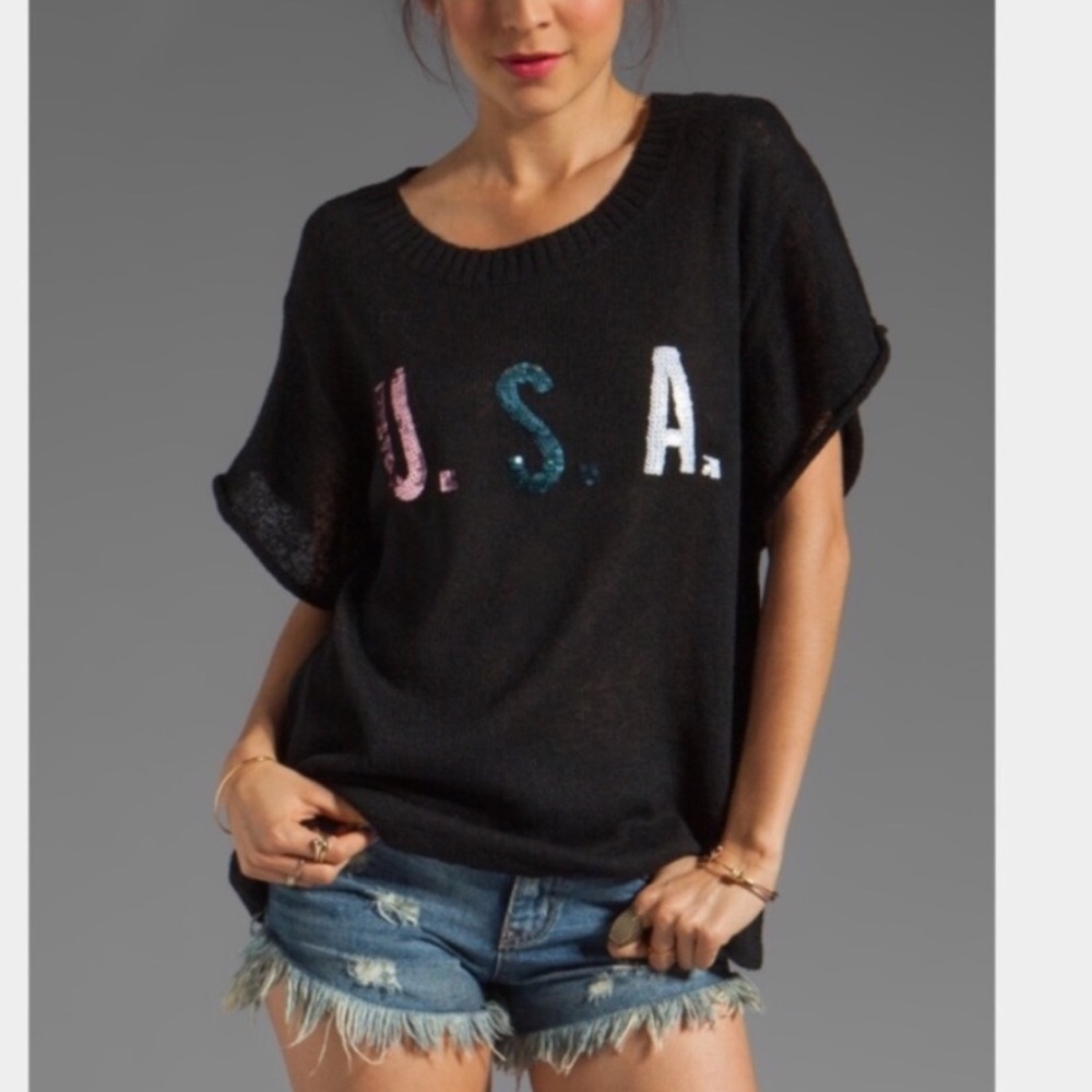 Wildfox NWT USA 🇺🇸 black sweater gold label